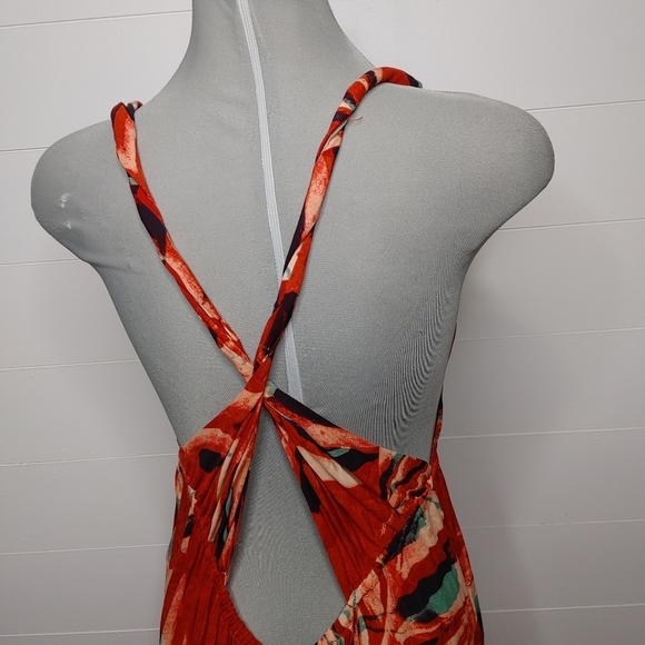 Anthropologie Red and Blue Midi Dress - Picture 6 of 14